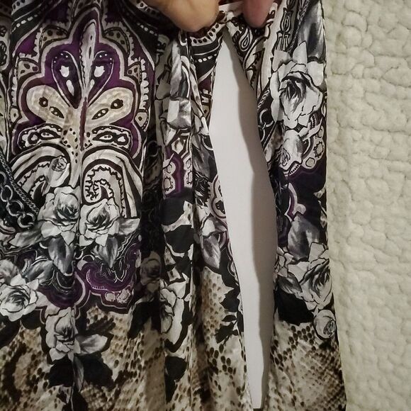 White House Black Market Women’s Black/Purple Silk Stretch Halter Neckline Sz 6 - Picture 9 of 16